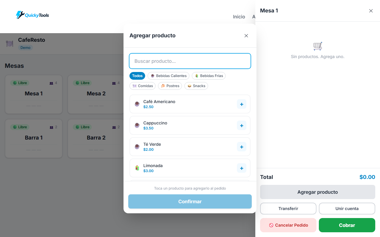 Add product modal with multi-selection
